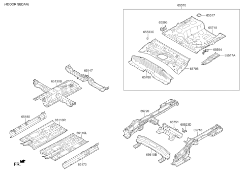 2019 Kia Rio Panel-Floor Diagram 1