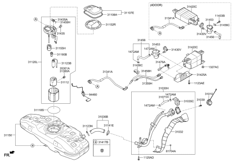 2020 Kia Rio Fuel Pump Sender Assembly Diagram for 94460H9500