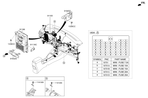 2020 Kia Rio Instrument Junction Box Assembly Diagram for 91950H9570
