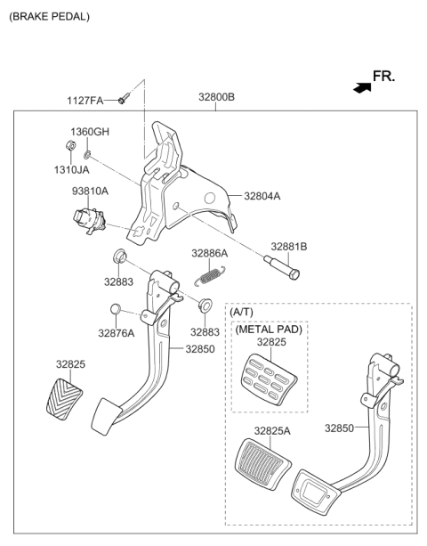 2020 Kia Rio Pedal Assembly-Brake Diagram for 32800H9100