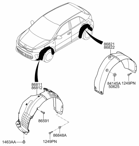 2018 Kia Rio Guard-Rear Wheel,LH Diagram for 86821H9000