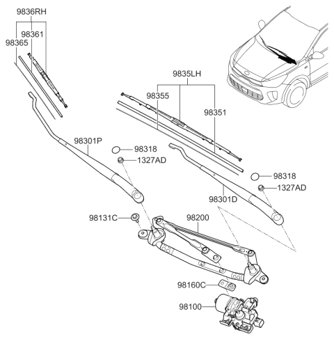 2018 Kia Rio Windshield Wiper Diagram