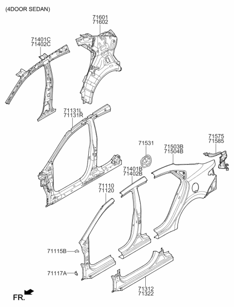 2020 Kia Rio Housing Assembly-Fuel Filler Diagram for 71531H9000