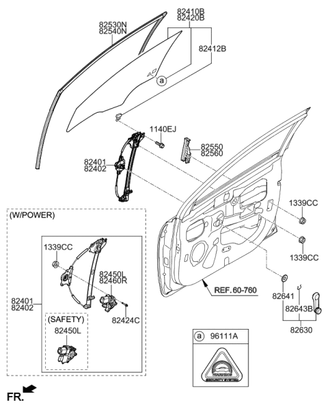 2020 Kia Rio Regulator Assembly-Front Door Diagram for 82401H9100