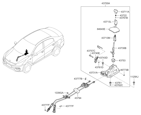 2020 Kia Rio Boot Assembly-Shift LEVE Diagram for 84640H8050WK