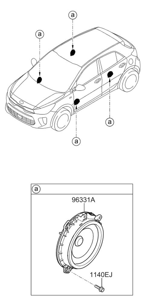 2019 Kia Rio Door Speaker Assembly Diagram for 96330H8000