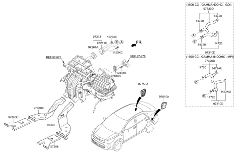 2019 Kia Rio Grille Assembly-Air Extractor Diagram for 9751017300