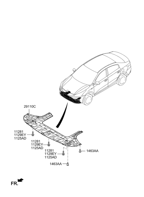 2020 Kia Rio Panel Assembly-Under Cover Diagram for 29110H9000