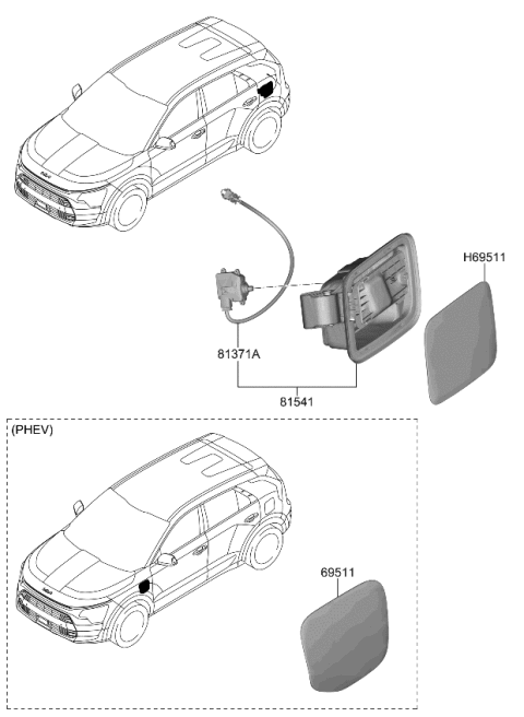 2024 Kia Niro OPENER ASSY-FUEL FIL Diagram for 81560AT010