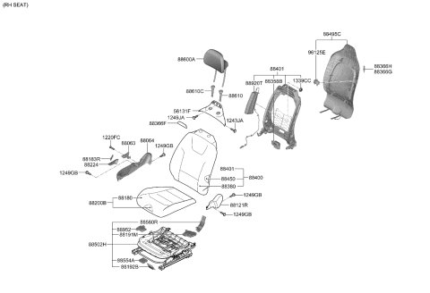 2024 Kia Niro TRACK ASSY-RH Diagram for 88600AT110CCV