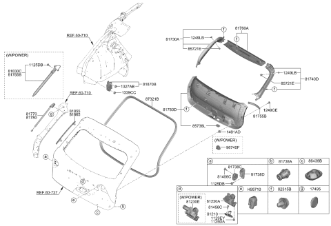 2023 Kia Niro TRIM ASSY-TAIL GATE Diagram for 81720AT000WK