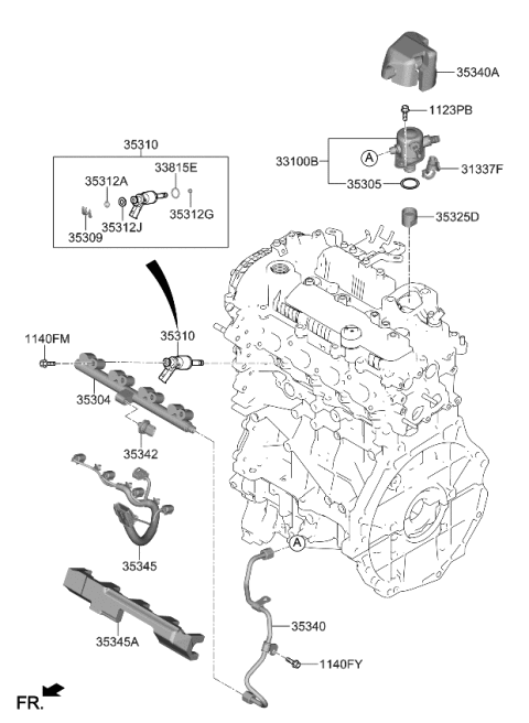 2023 Kia Niro FUEL TUBE ASSY Diagram for 3530508HA0