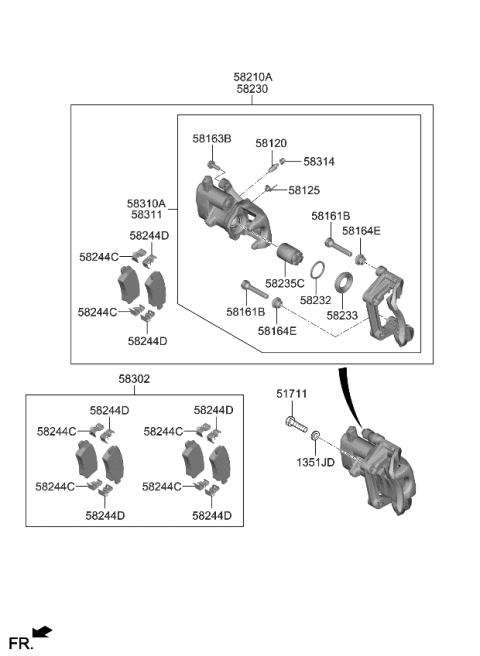 2023 Kia Niro PAD KIT-REAR DISC BR Diagram for 58302ATA00