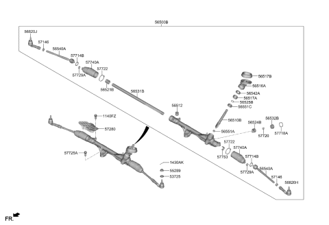 2023 Kia Niro GEAR ASSY-STEERING Diagram for 56500AT000