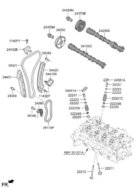 2024 Kia Niro SPRING-EXHAUST VALVE Diagram for 2222108HB0