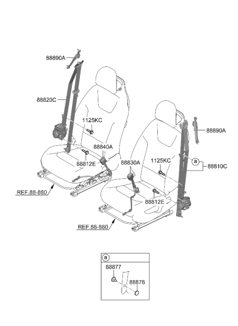 2024 Kia Niro S/BELT ASSY-FR LH Diagram for 88810AT500CCV