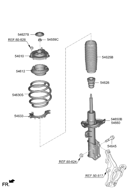 2024 Kia Niro STRUT ASSY-FR,LH Diagram for 54650AT400