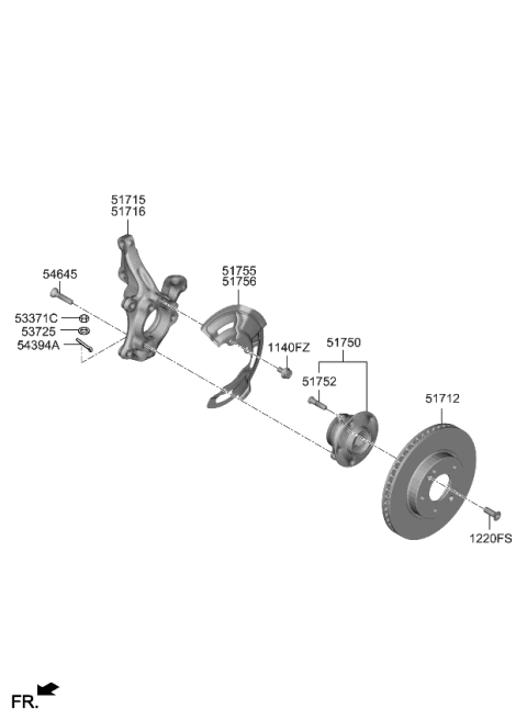 2024 Kia Niro KNUCKLE-FRONT AXLE,R Diagram for 51711AT000