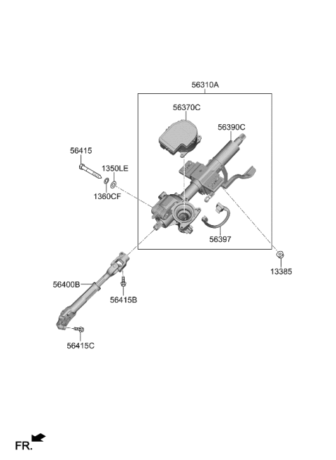 2024 Kia Niro COLUMN & HOUSING ASSY Diagram for 56390AT040