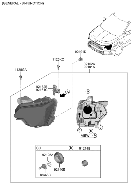 2023 Kia Niro LAMP ASSY-HEAD,RH Diagram for 92102AT150