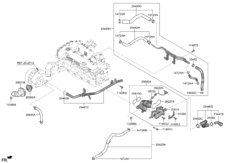 2024 Kia Niro HOSE ASSY-AEWP Diagram for 2549008HA0