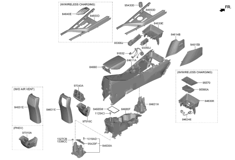 2023 Kia Niro TRAY-FLOOR CONSOLE Diagram for 84632AT000WK