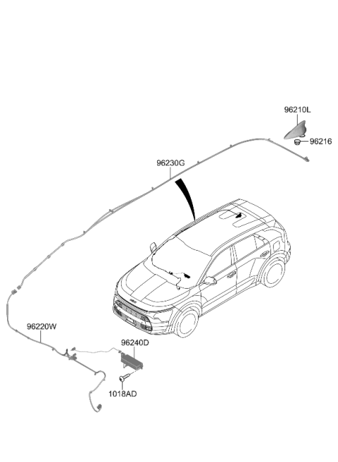 2023 Kia Niro ANTENNA ASSY-COMBINA Diagram for 96210AT500M4B