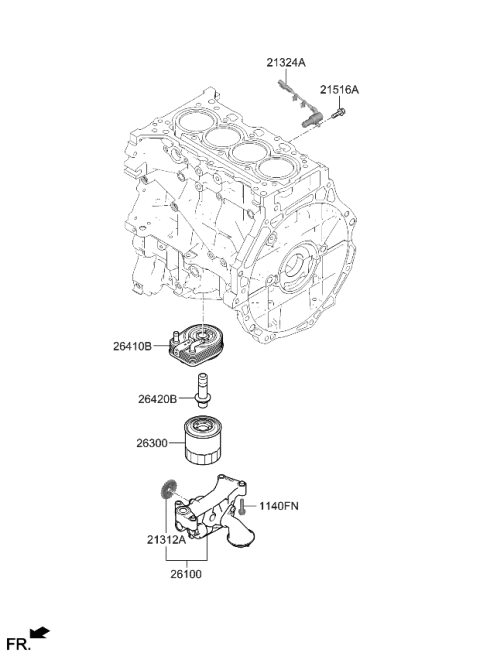2024 Kia Niro Cooler Assembly-Engine Oil Diagram for 2641003HA0