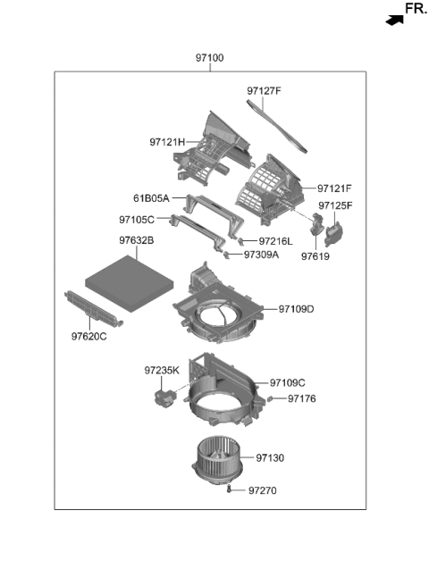 2024 Kia Niro COVER ASSY-AIR FILTE Diagram for 97129N9100