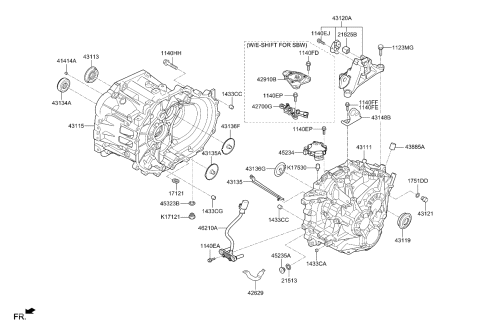 2023 Kia Niro HOUSING-CLUTCH Diagram for 431152B500