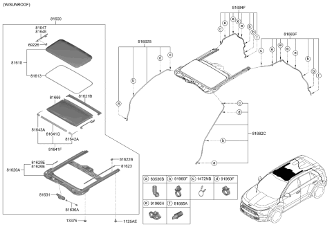 2023 Kia Niro GUIDE ASSY-SUNROOF R Diagram for 81647G2000