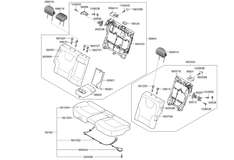 2023 Kia Niro COVERING ASSY-RR SEA Diagram for 89160AT300A3R