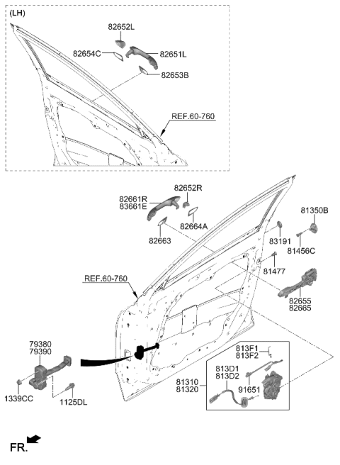 2024 Kia Niro LATCH ASSY-FRONT DOO Diagram for 81320AT010