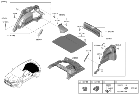 2024 Kia Niro TRIM ASSY-LUGGAGE SI Diagram for 85730AT000CCV