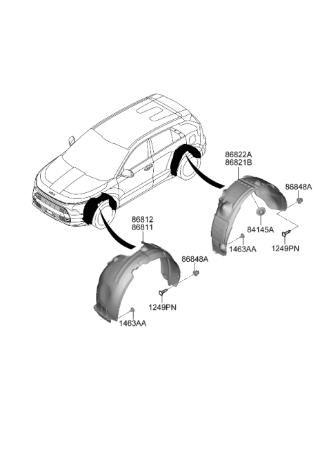 2024 Kia Niro GUARD ASSY-FRONT WHE Diagram for 86812AT000