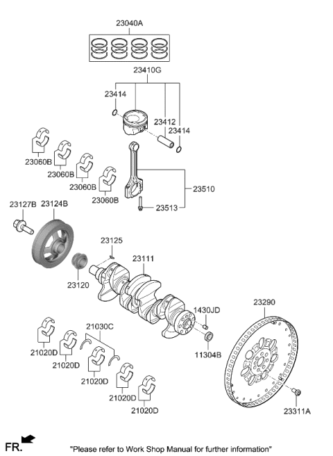 2023 Kia Niro Crankshaft & Piston Diagram