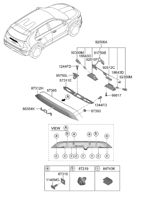 2023 Kia Niro Back Panel Moulding Diagram