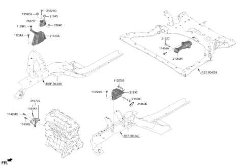 2023 Kia Niro BRACKET ASSY-ROLL RO Diagram for 21950BY000