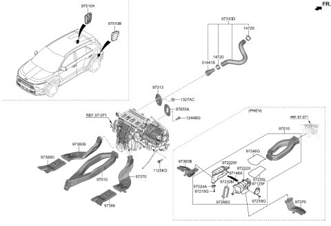 2023 Kia Niro DUCT ASSY-RR VENT Diagram for 97010AT300