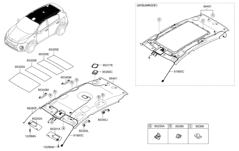 2016 Kia Sportage Sunvisor & Head Lining Diagram