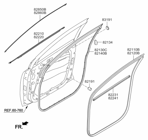 2018 Kia Sportage WEATHERSTRIP Assembly-Front Door Belt Diagram for 82220D9010