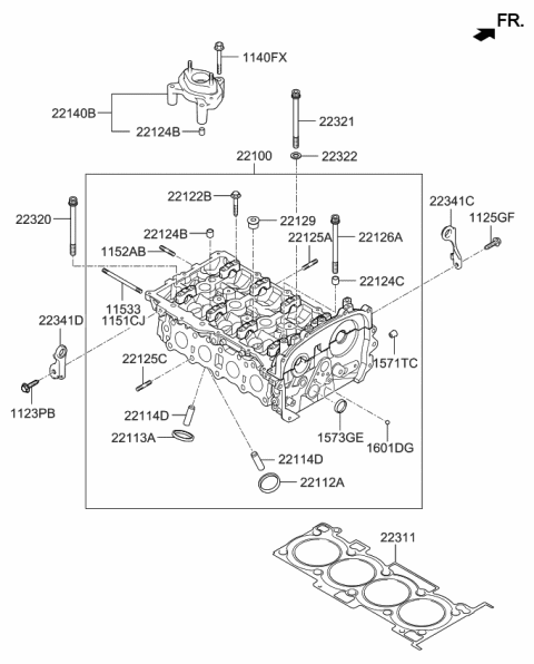 2016 Kia Sportage Gasket-Cylinder Head Diagram for 223112GTB0