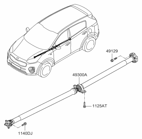 2016 Kia Sportage Shaft Assembly-PROPELLER Diagram for 49300D3500