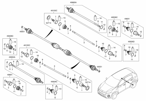 2017 Kia Sportage Shaft Assembly-Drive Rear Diagram for 49600D7000