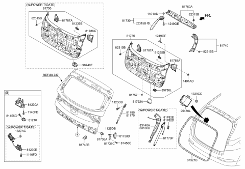 2018 Kia Sportage Trim Assembly-Tail Gate Diagram for 81730D9000BGJ