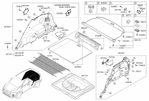 2016 Kia Sportage Trim Assembly-Luggage Side Diagram for 85730D9000BGJ