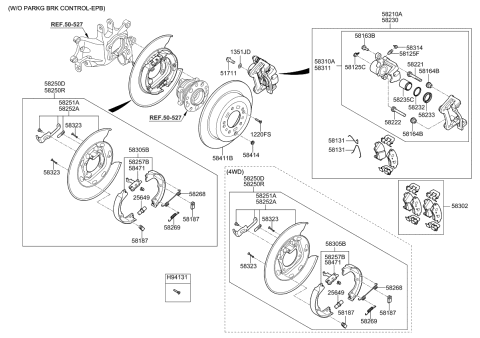 2016 Kia Sportage Rear Brake Caliper Kit, Left Diagram for 58310D3A00