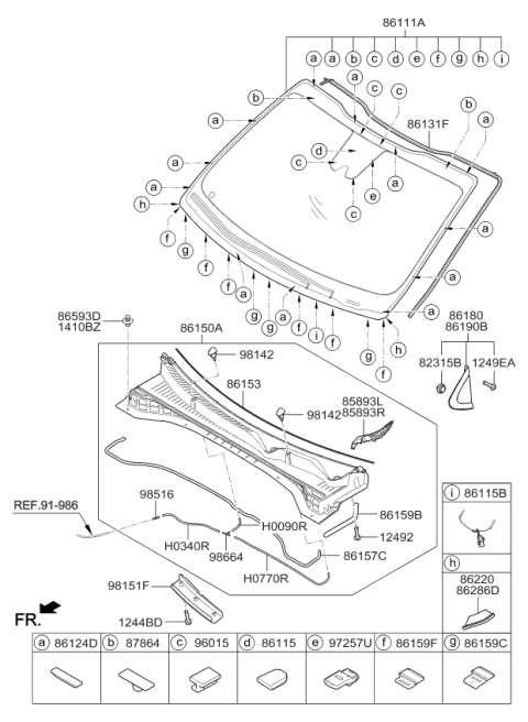 2018 Kia Sportage Cover-Cowl Under Diagram for 86158D9000