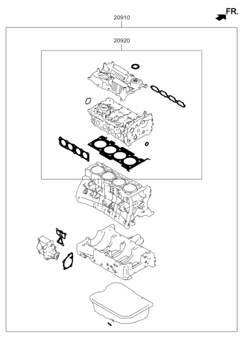 2019 Kia Sportage Gasket Kit-Engine OVEAUL Diagram for 209102GA02