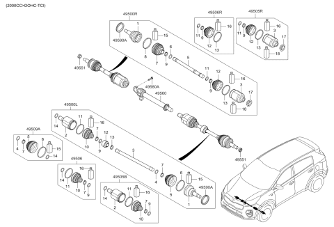 2019 Kia Sportage Drive Shaft (Front) Diagram 1